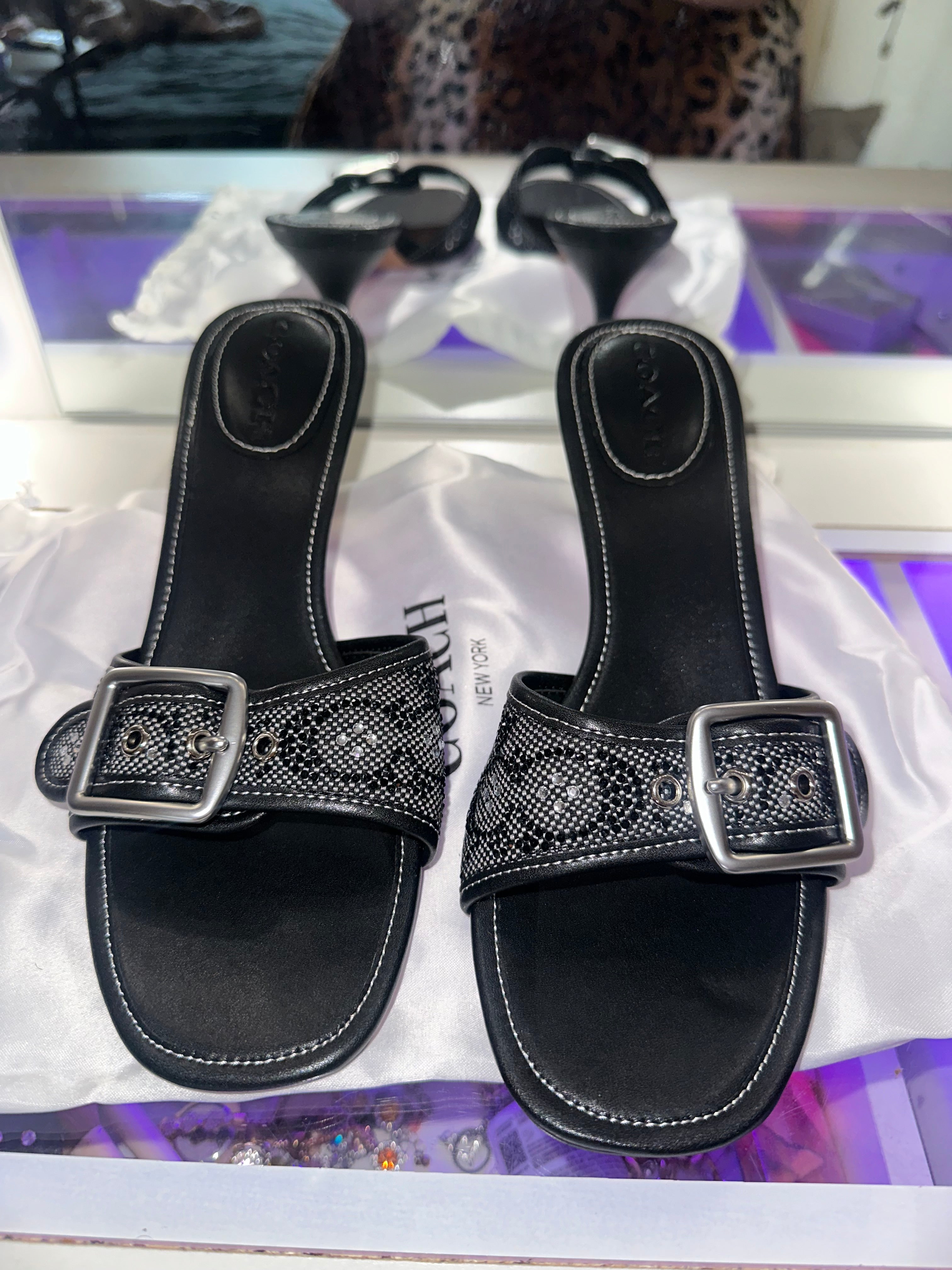 Black Crystal Margot Sandal