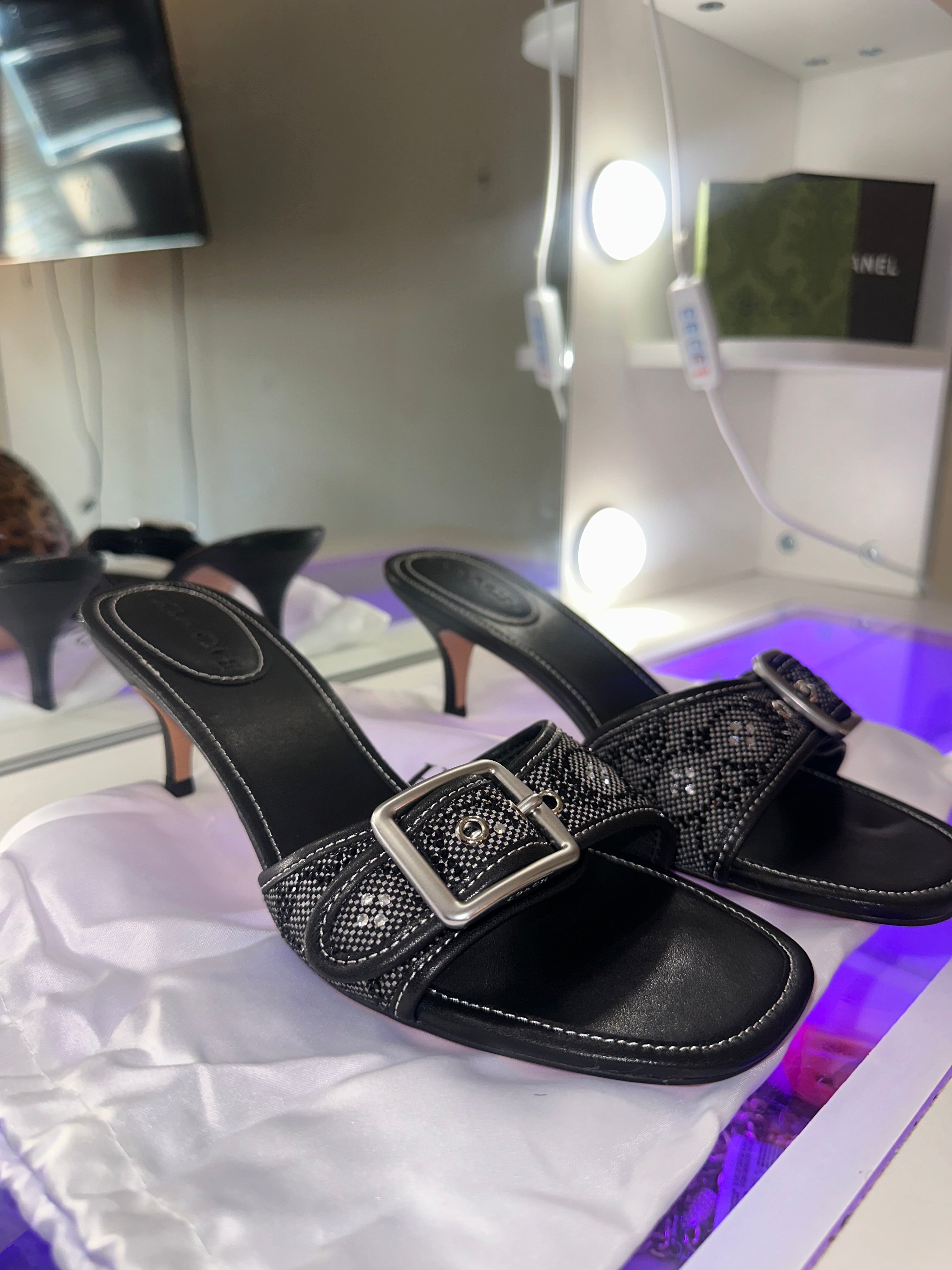 Black Crystal Margot Sandal